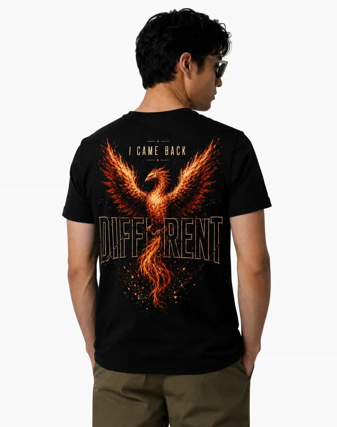 I Came Back Different Phoenix Oversize Fit Graphic T-Shirt - Black